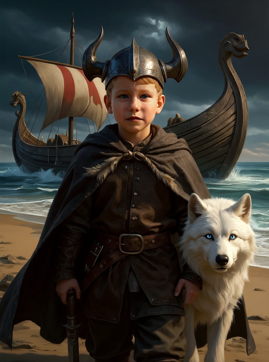 Personalized Fantasy Portrait BLANKET for Boys – Viking, Dragon Warrior & more