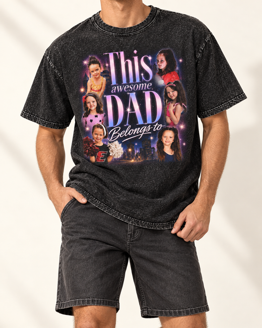 Awesome Dad | Custom Washed T-shirt — Washed Black T-shirt | Youth studio 6165a1041fb6