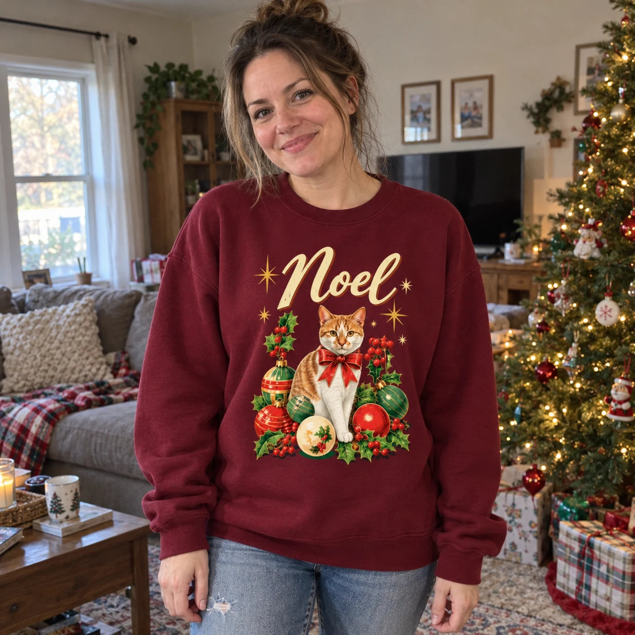 A Noel sweatshirt — AI styling illustration