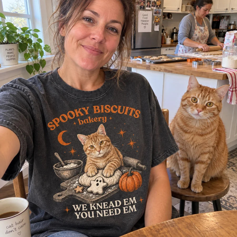 Biscuits tee personalized with ginger orange tabby with amber eyes
